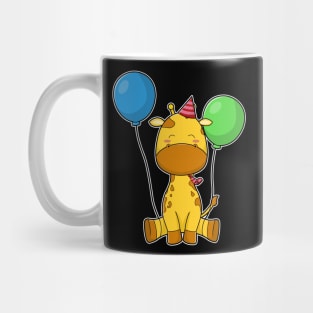 Giraffe at Birthday with Balloons Mug